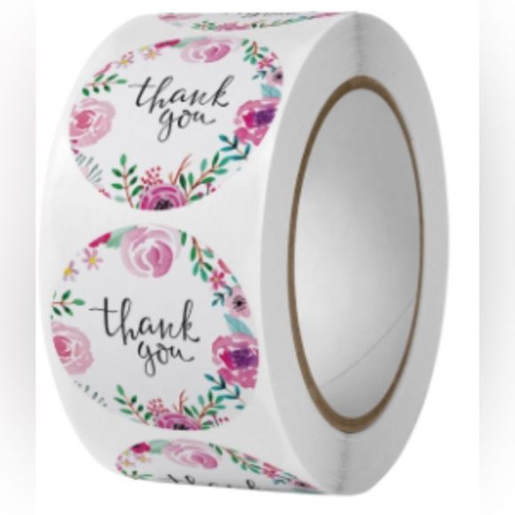 1in stickers - Thank You - Round Pink - Small Business/Baby Shower stickers - Picture 2 of 2